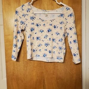 Cream flowery crop top